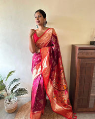 FEATURING PURE SILK THREADS WOVEN WITH INTRICATE TECHNIQUES BANARASI SAREE