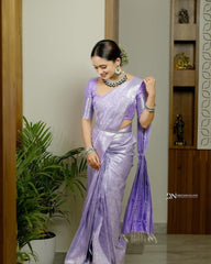 THE BANARASI SOFT SILK SAREE MADE UP OF SILK THREADS WOVEN USING