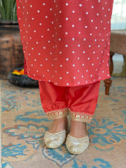 ORANGE COLOURED WOMEN'S REYON EMBROIDERED KURTA WITH PANT DUPATTA SET