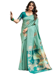 Premium Mint Green Banarasi Silk Saree with Jacquard Zari Work | Wedding, Party & Festival Wear Saree Malaysia | Soft Silk Saree with Blouse Piece