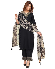 SIRIL Women’s Cotton Blend Embroidered Straight Kurta Pant with Dupatta Set | Ethnic Wear for Women | Party Wear, Office Wear & Casual Kurti Set Malaysia