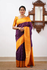 Floral Zari Silk Blend Banarasi Saree