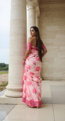 PINK DIGITAL PRINTED COTTON SAREE