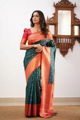 Floral Zari Silk Blend Banarasi Saree