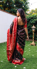 THE BANARASI SAREEIS MADE UP OF SILK THREADS WOVEN USING