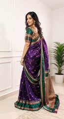 THE BANARASI SAREEIS MADE UP OF SILK THREADS WOVEN USING