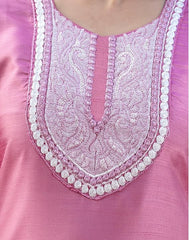 SKYLEE Women’s Dark PINK Silk Blend Kurta Set with Embroidery, Pants & Dupatta | Ethnic Wear Malaysia | Festive & Wedding Outfit