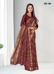 Traditional Zari Weaving Jacquard border Viscose saree with blouse for women