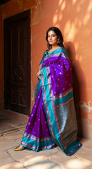 THE BANARASI SAREEIS MADE UP OF SILK THREADS WOVEN USING
