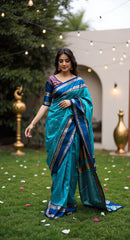 THE BANARASI SAREEIS MADE UP OF SILK THREADS WOVEN USING