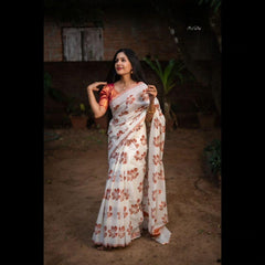 THE BANARASI SAREEIS MADE UP OF SILK THREADS WOVEN USING