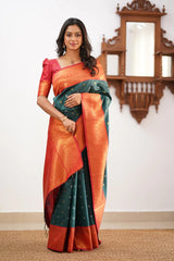 Floral Zari Silk Blend Banarasi Saree