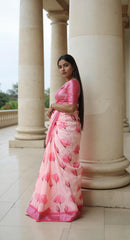 PINK DIGITAL PRINTED COTTON SAREE