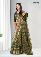 Traditional Zari Weaving Jacquard border Viscose saree with blouse for women