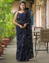 Blue Color Georgette Saree With Sequence Work