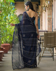 Blue Color Georgette Saree With Sequence Work