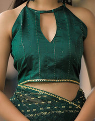 Green Color Georgette Saree With Sequence Work