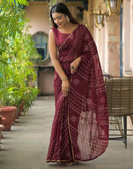 maroon Color Georgette Saree With Sequence Work