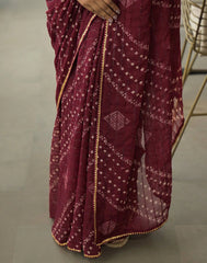maroon Color Georgette Saree With Sequence Work