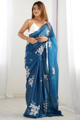 JimmyChoo Embroidery Work Saree With Unstitched Blosue