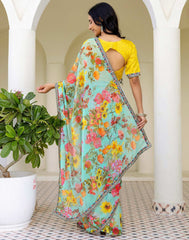 PISTA Color Georgette Saree With Sequence Work