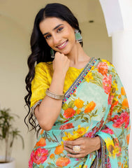 PISTA Color Georgette Saree With Sequence Work