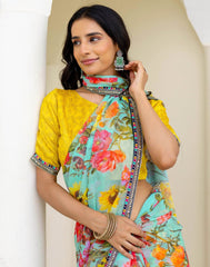 PISTA Color Georgette Saree With Sequence Work