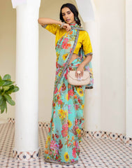 PISTA Color Georgette Saree With Sequence Work