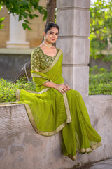Mhenadi Color Georgette Saree With Sequence Work