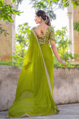 Mhenadi Color Georgette Saree With Sequence Work