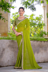 Mhenadi Color Georgette Saree With Sequence Work