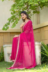 pink Color Georgette Saree With Sequence Work