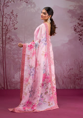 pink Color chinon Saree With Sequence Work