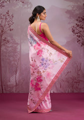 pink Color chinon Saree With Sequence Work
