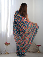 darkblue Color georgette Saree With Sequence Work