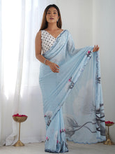 deminblue Color georgette Saree With Sequence Work