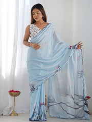 deminblue Color georgette Saree With Sequence Work