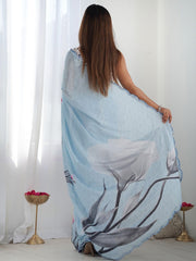 deminblue Color georgette Saree With Sequence Work