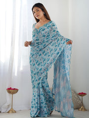 Light blue Color georgette Saree With Sequence Work