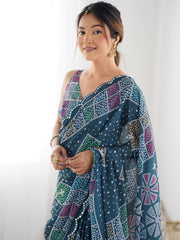 morpice Color georgette Saree With Sequence Work