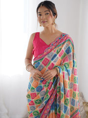 multi Color georgette Saree With Sequence Work