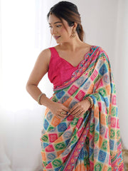 multi Color georgette Saree With Sequence Work