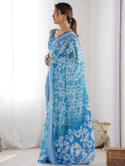 sky blue Color georgette Saree With Sequence Work