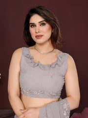 GREY Color georgette Saree With Sequence Work