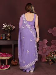 LAVENDER Color georgette Saree With Sequence Work