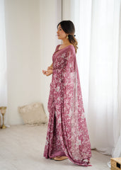 GREEN Color MOSSATIN Saree With Sequence Work