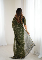 mahendi Color georgette Saree With Sequence Work