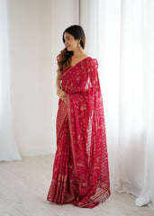 pink Color georgette Saree With Sequence Work