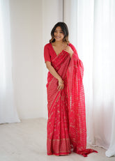 red Color georgette Saree With Sequence Work