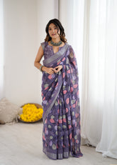 lovender Color lilanpatta Saree With Sequence Work